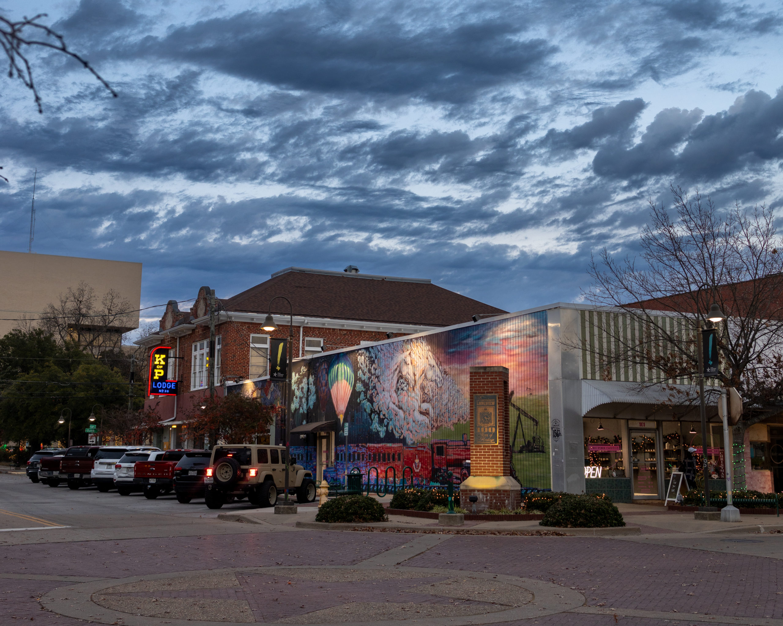Mural, Sunset, Clouds, Downtown Longview Texas